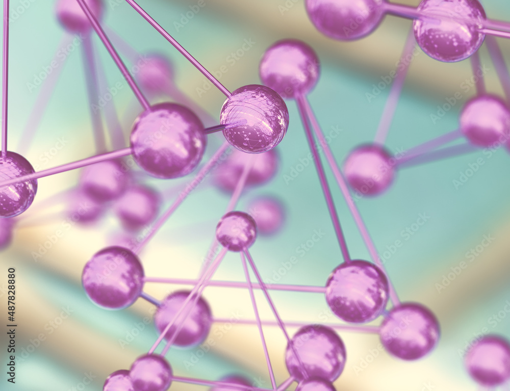 Estructuras moleculares.Ilustración en 3d de un modelo de molécula. Ciencia y medicina fondo con mol