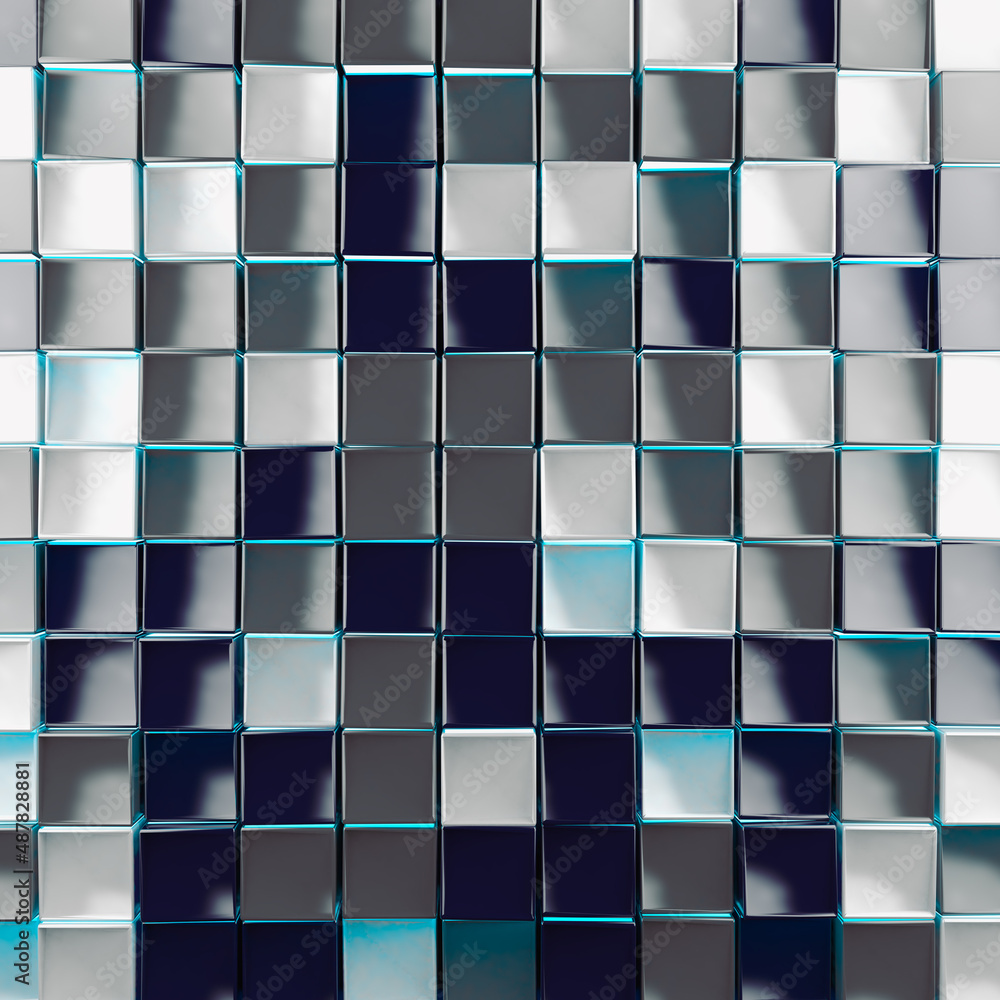 Imagen abstracta de fondo de cubos en tonos oscuros y blancos. 3d Ilustración de mosaico abstracto c