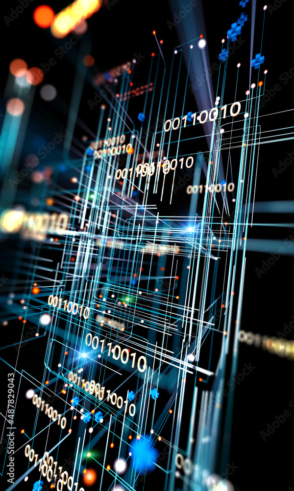 Patrón de concepto de código binario y estructura de big data. Fondo abstracto de la tecnología, la 