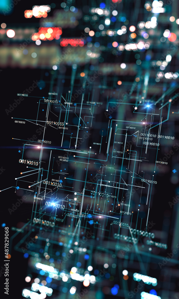 Patrón de concepto de código binario y estructura de big data. Fondo abstracto de la tecnología, la 