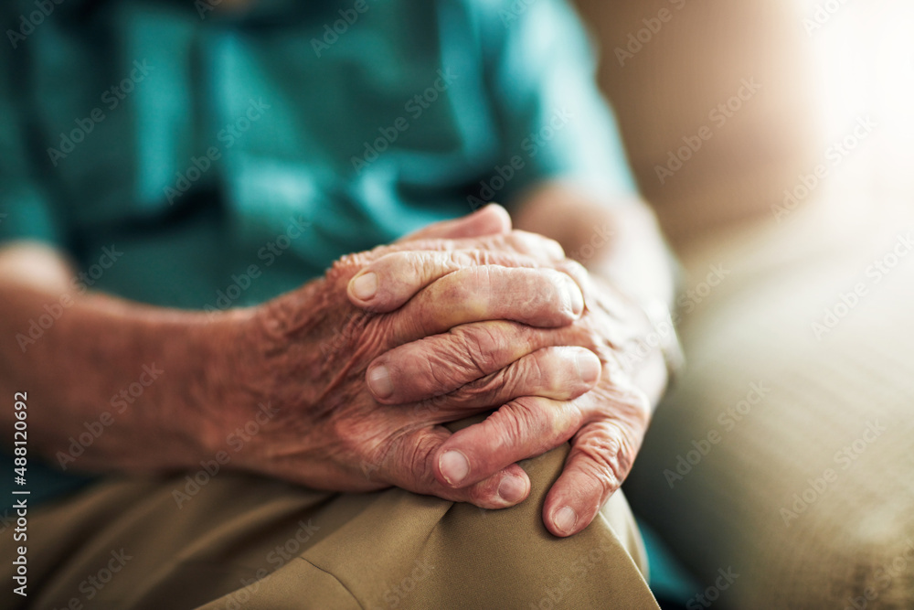 Your hands speak a thousand words. Cropped shot of an unrecognizable senior male sitting with his ha