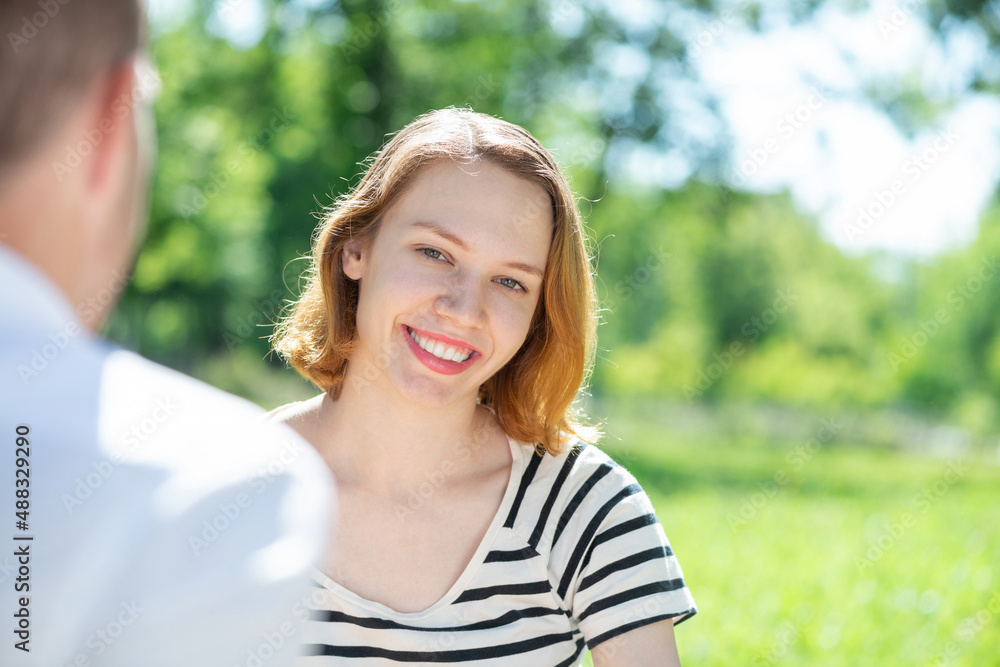 Young couple on a date in the park