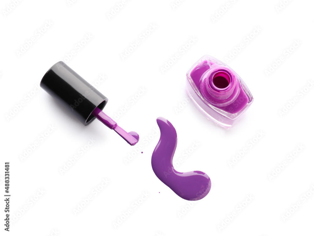 Nail polish bottle on white background