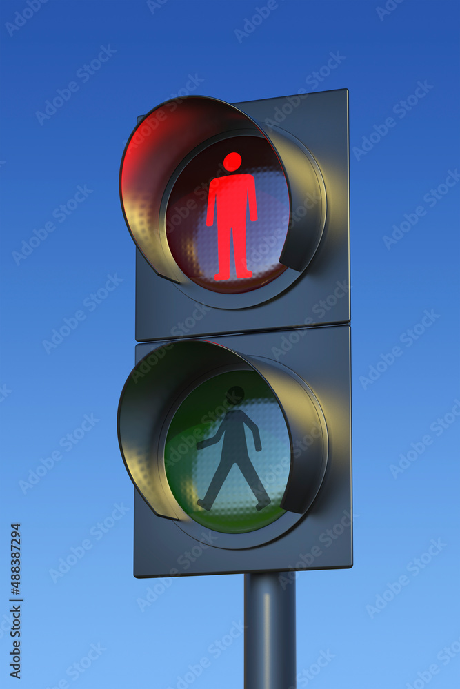 Red traffic light for pedestrians