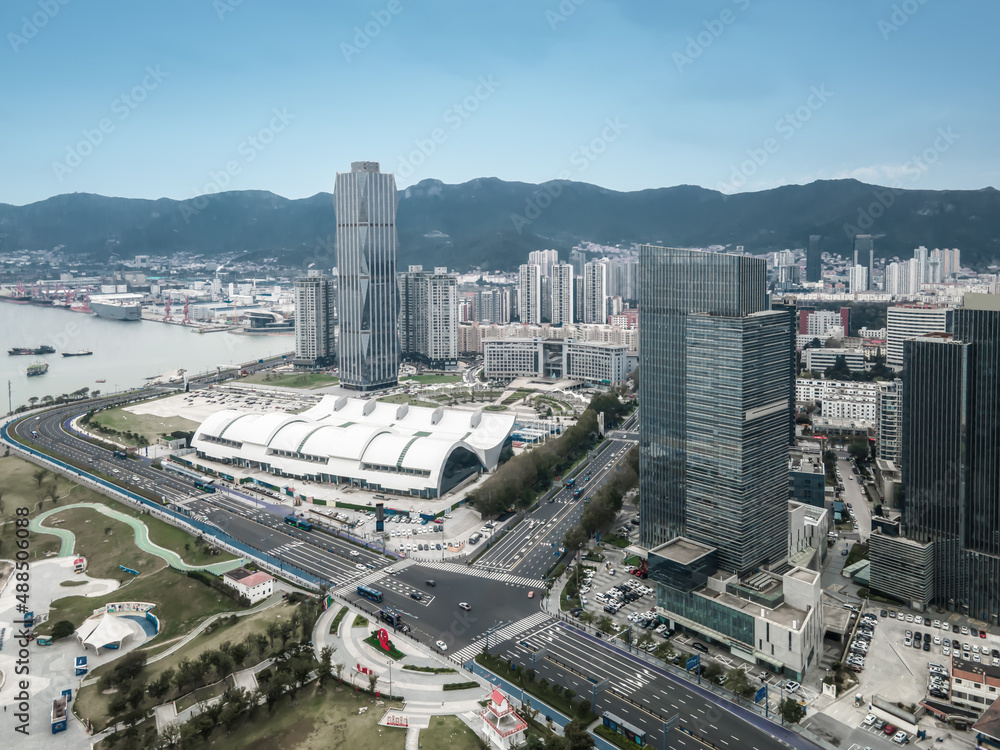 aerial photography lianyungang building landscape skyline