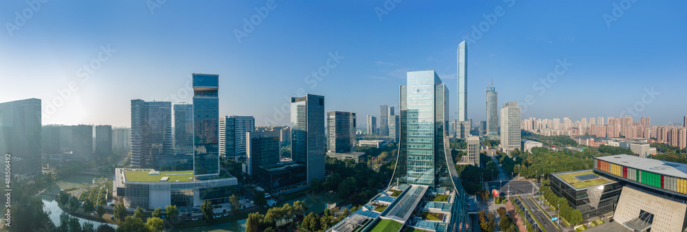 Aerial photography of office building of Suzhou East Lake International Financial Center