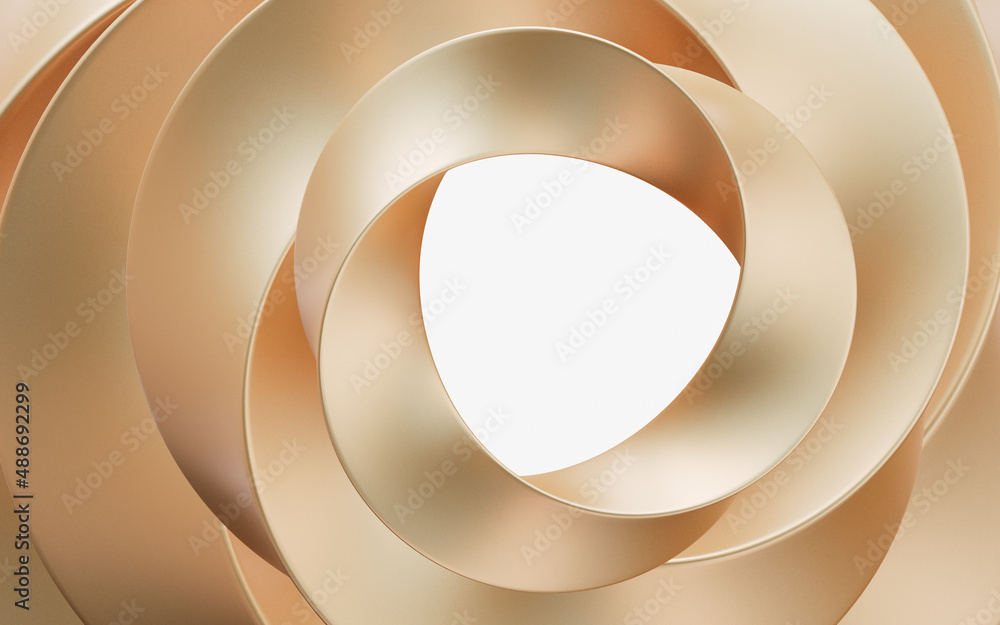 Golden curve frame background, 3d rendering.