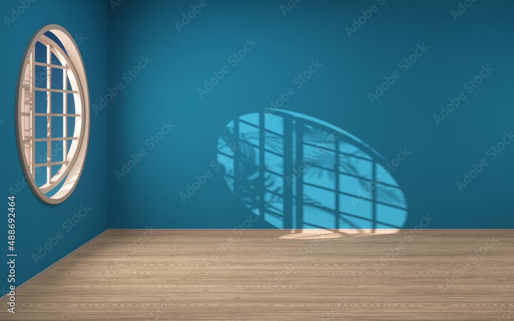 Empty room with wooden floor, 3d rendering.