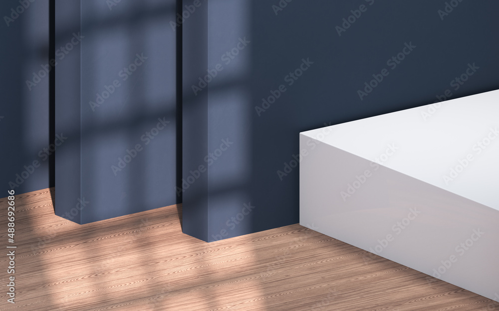 Empty room with wooden floor, 3d rendering.