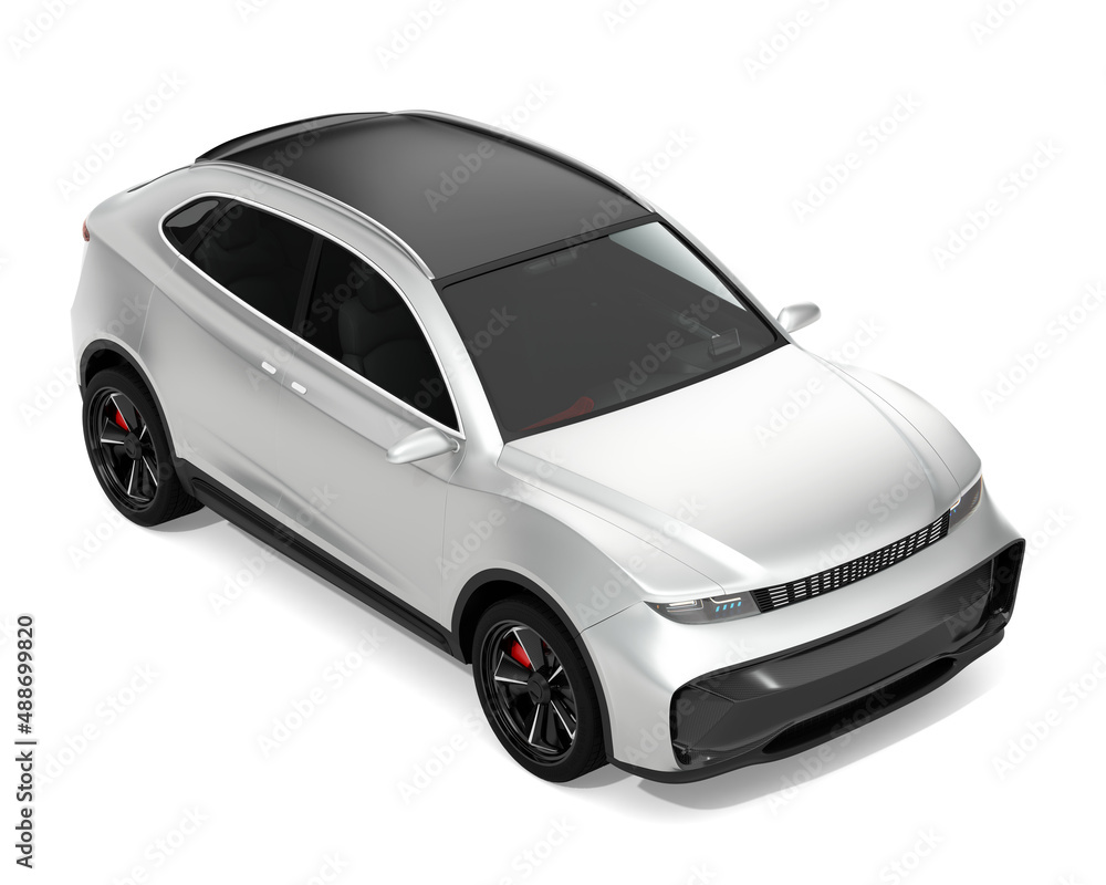 Generic Electric SUV sports coupe isolated on white background. 3D rendering image.