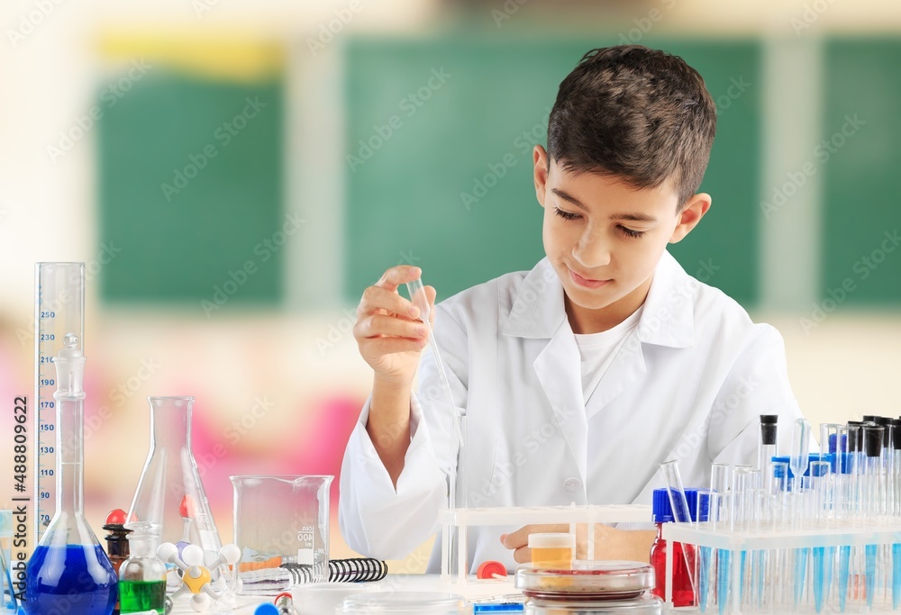 Little child chemistry with water for easy science experimental online class, new normal and distanc