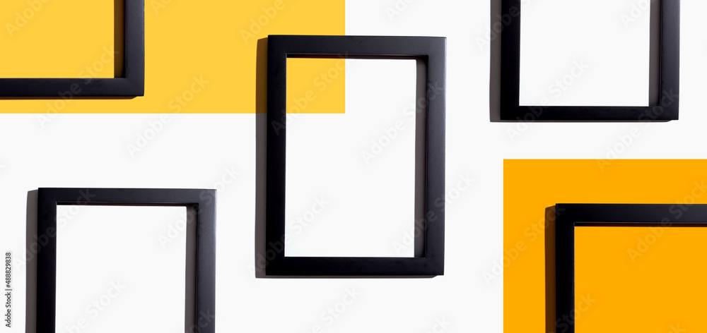 Blank rectangle picture frames with copy space