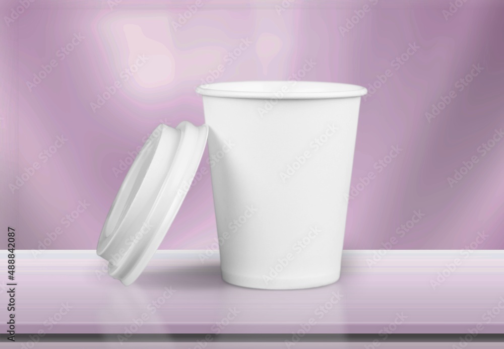 Blank coffee paper cup. Craft paper cups for coffee or tea. Zero waste, plastic free concept.