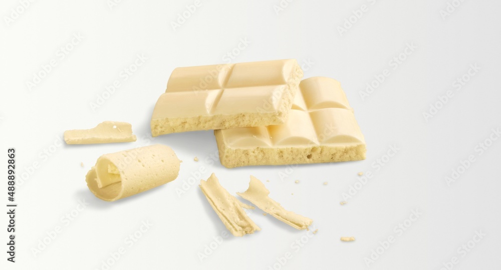 White chocolate squares set. Small pieces. Package design elements