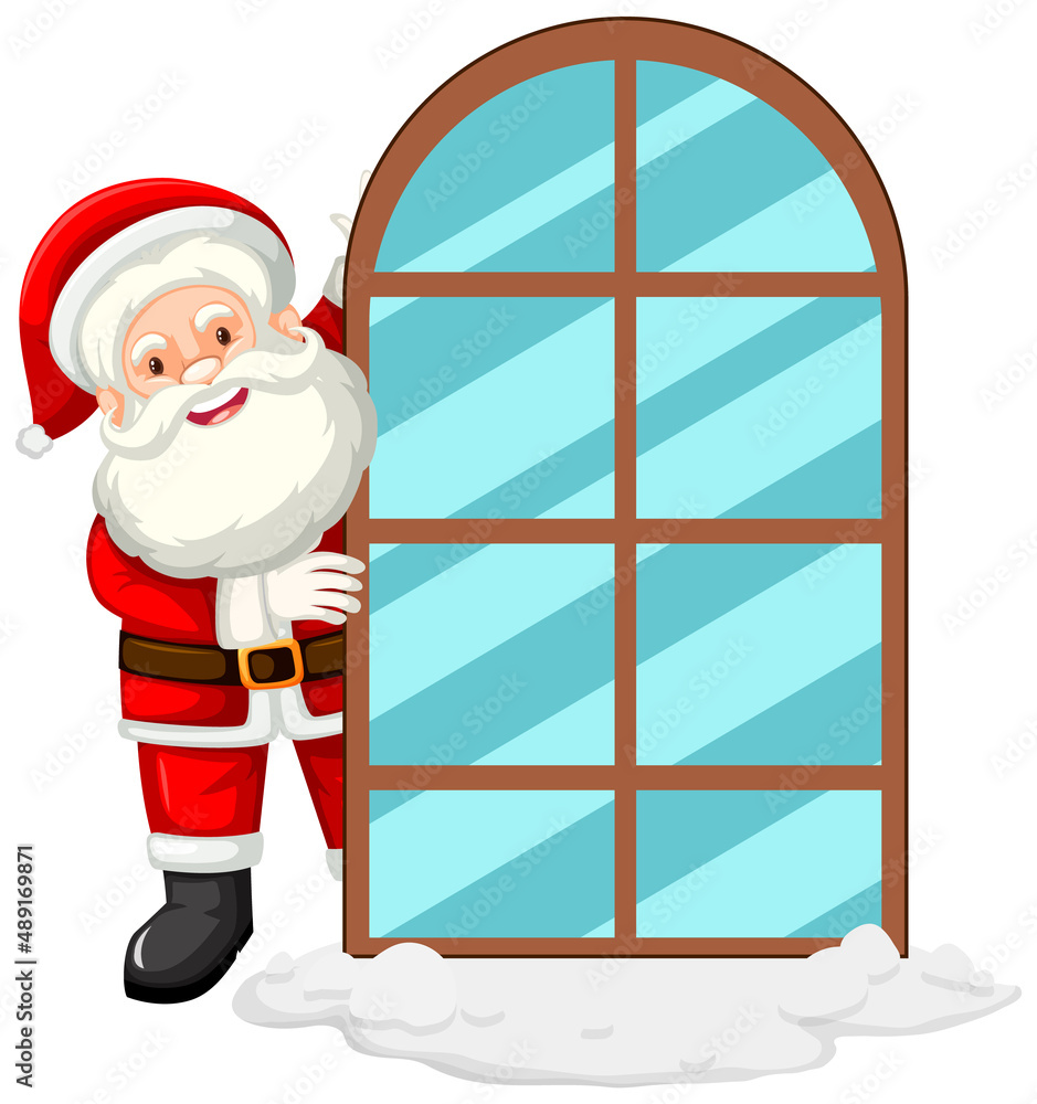 Happy Santa behind the window