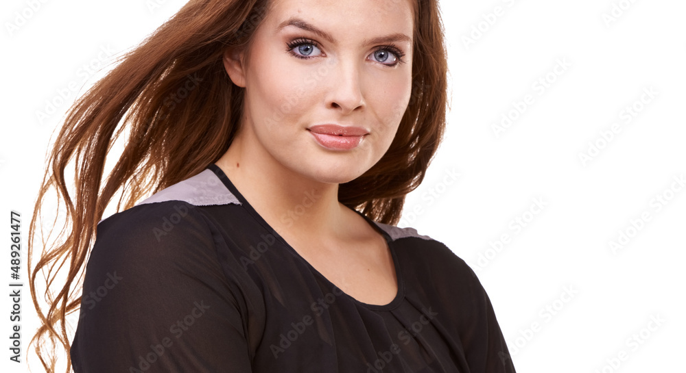 She just exudes confidence. Shot of a beautiful plus size model isolated on white.