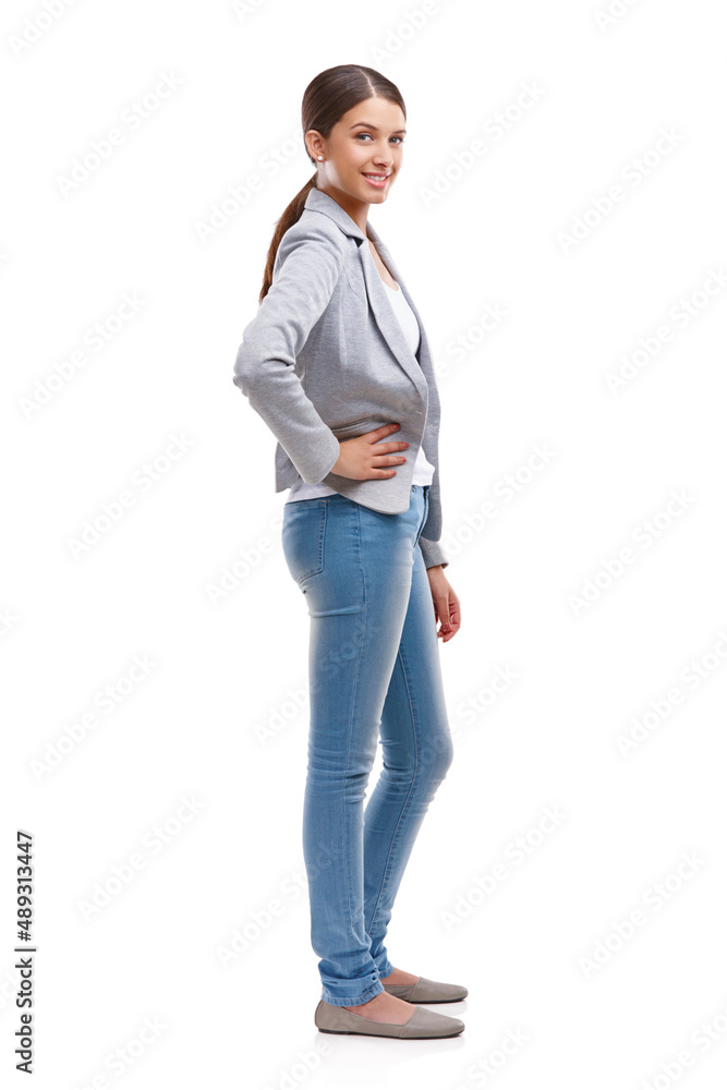 Style is knowing who you are. Studio shot of a beautiful young woman posing against a white backgrou