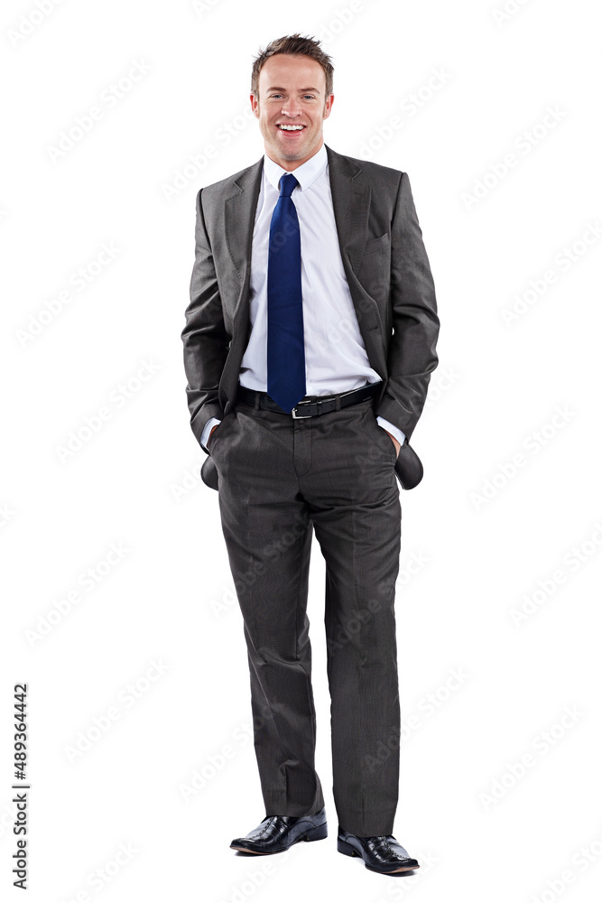 Business is good. Full length portrait of a businessman standing with his hands in his pockets again