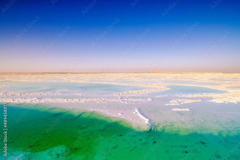 The beautiful Emerald lake of Qinghai province, China.