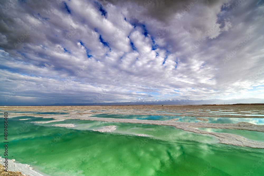 The beautiful Emerald lake of Qinghai province, China.