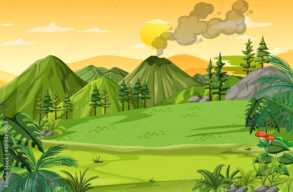 Prehistoric forest scene background