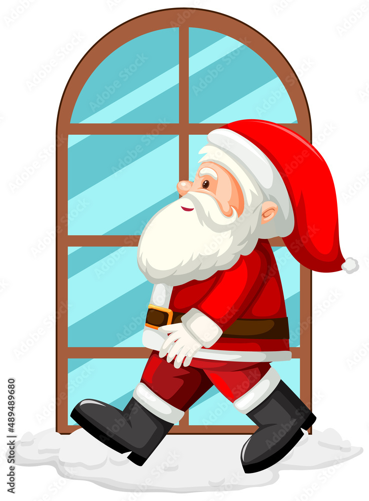 Santa Claus walking by the window