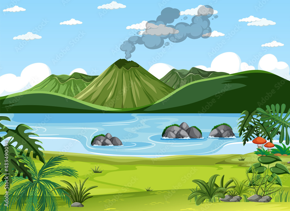 Prehistoric forest scene background