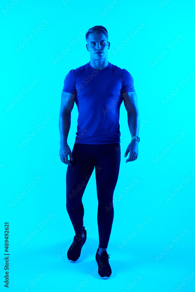 Its about putting one foot in front of the other. Studio portrait of a handsome young male athlete p