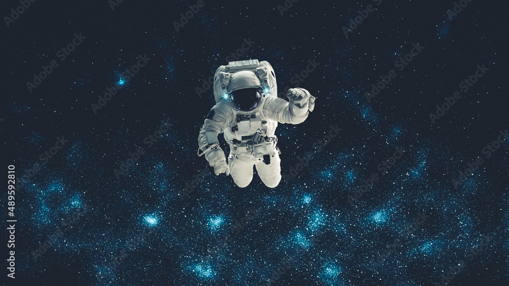 Astronaut spaceman do spacewalk while working for spaceflight mission at space station . Astronaut w