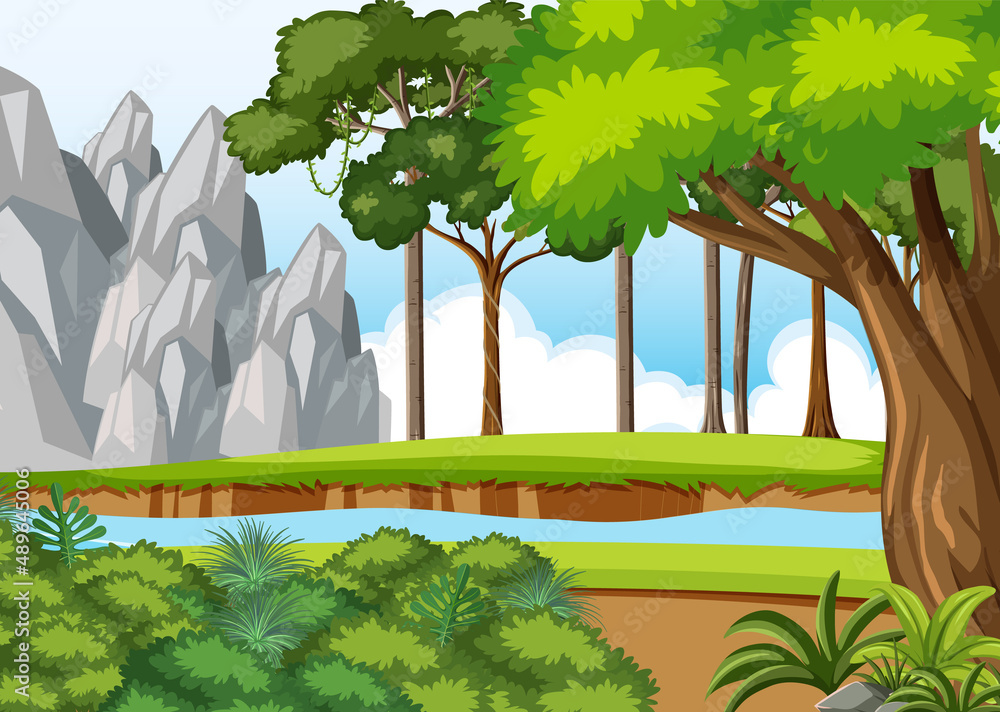 Prehistoric forest scene background