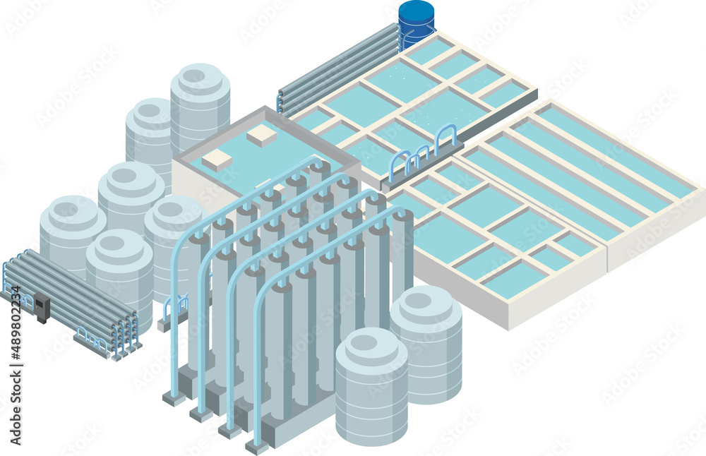 Isometric industrial area of desalination plant