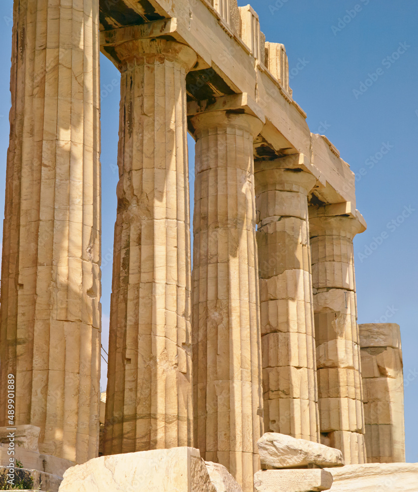 OLYMPUS DIGITAL CAMERA. Giant pillars in Acropolis, Greece.