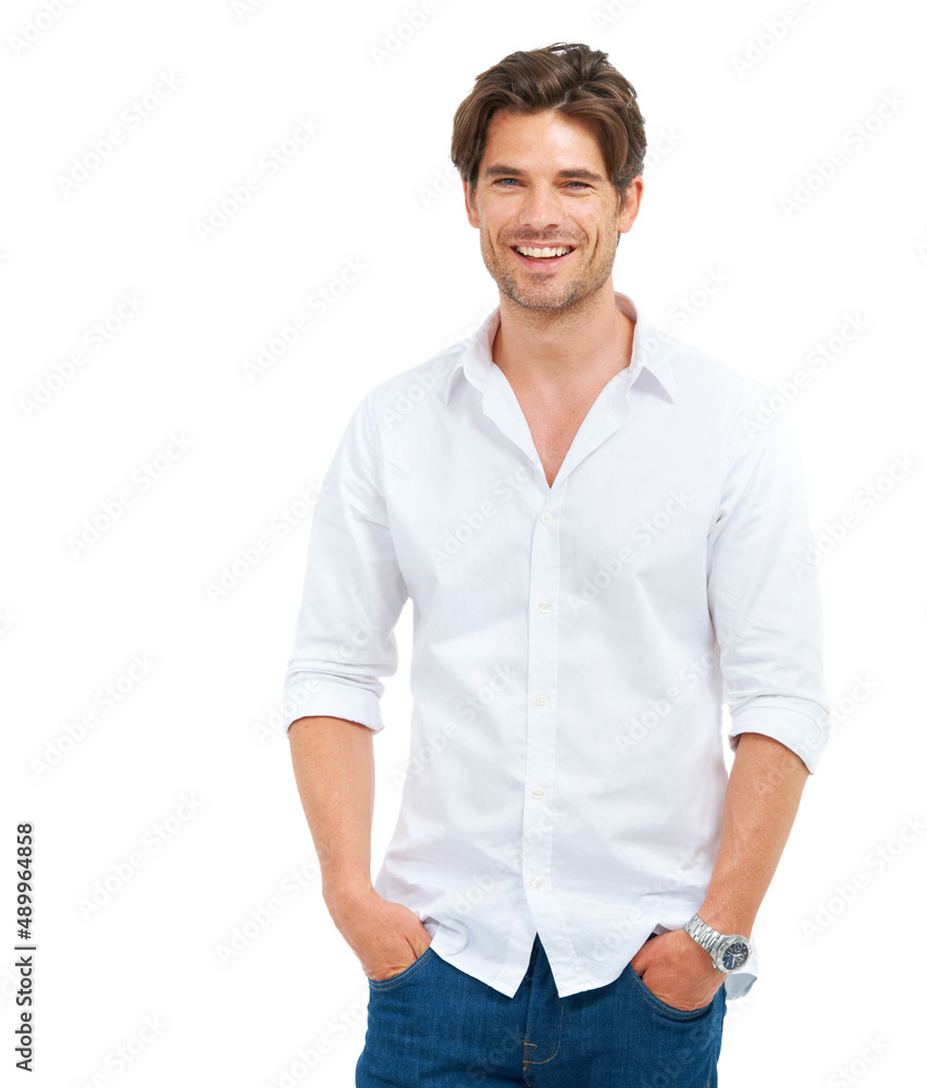 Ruggedly handsome company for your mens health message. Studio shot of a handsome man standing with 