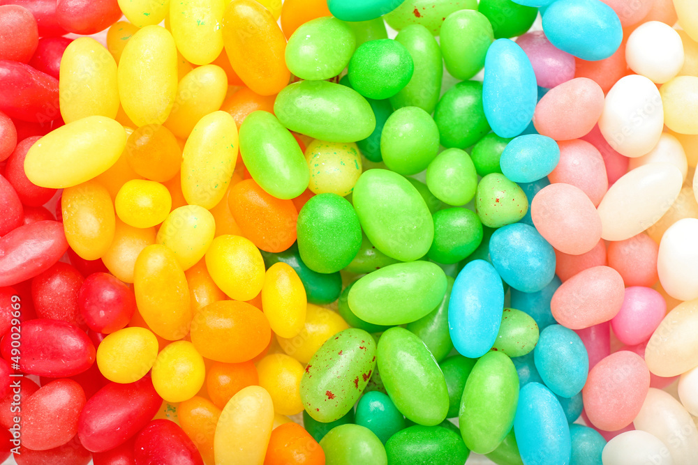 Different jelly beans as background, closeup