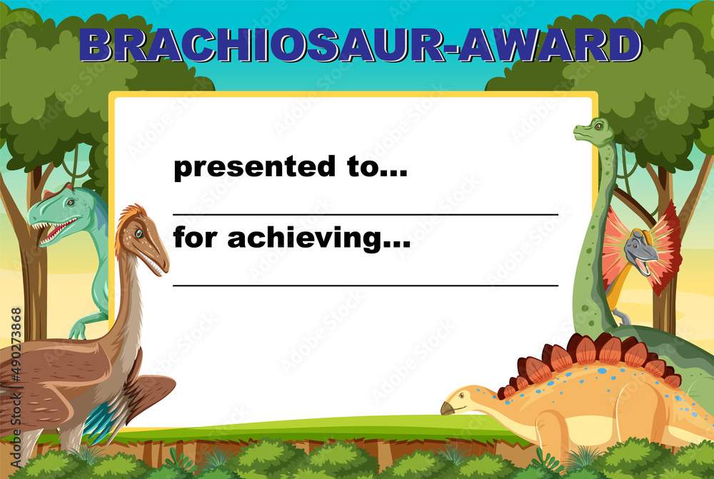 Brachiosaur award design with many dinosaurs