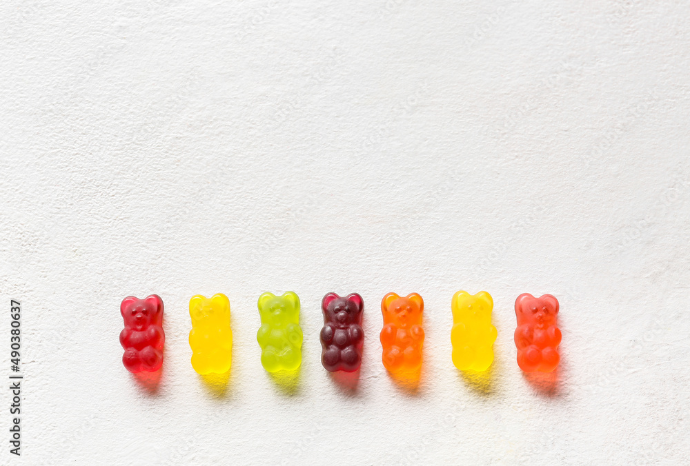 Sweet jelly bears on light background