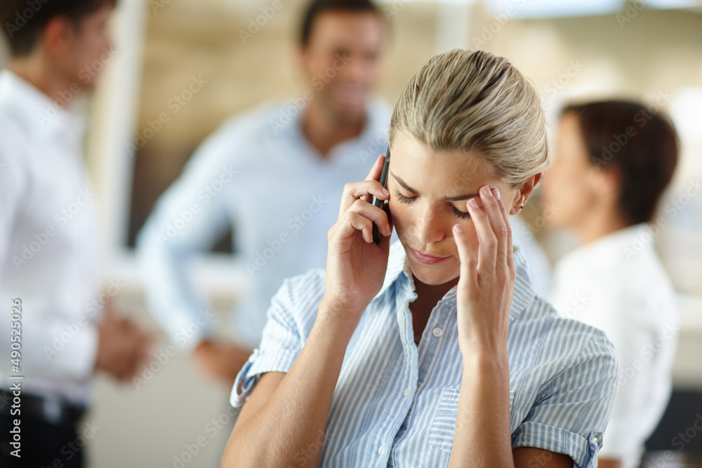 Things just arent going her way today. Shot of a young businesswoman looking dismayed after receivin