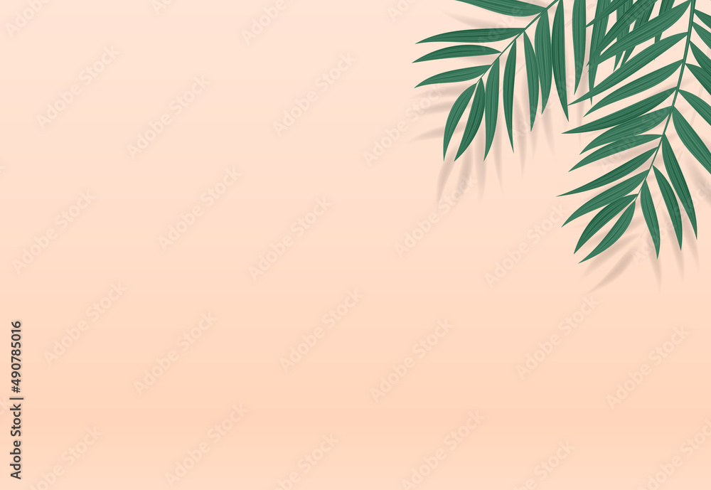 Natural Realistic Green Palm Leaf Tropical Background. illustration