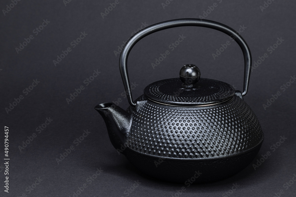 Closeup shot of a black teapot