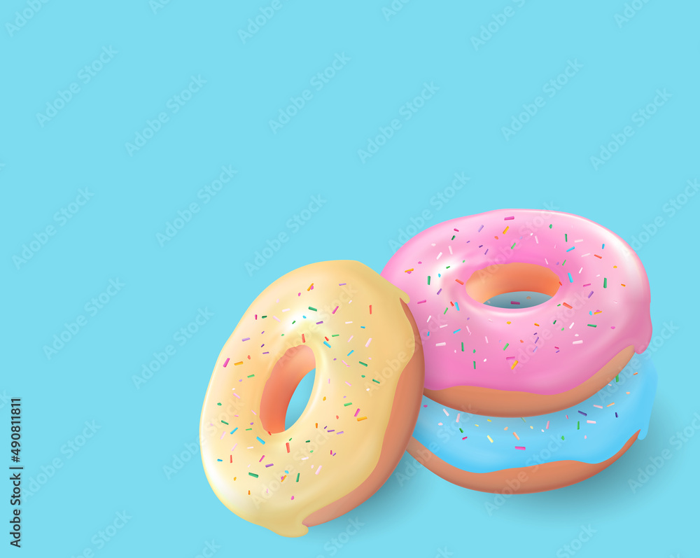 Realistic 3d sweet tasty donut. illustration