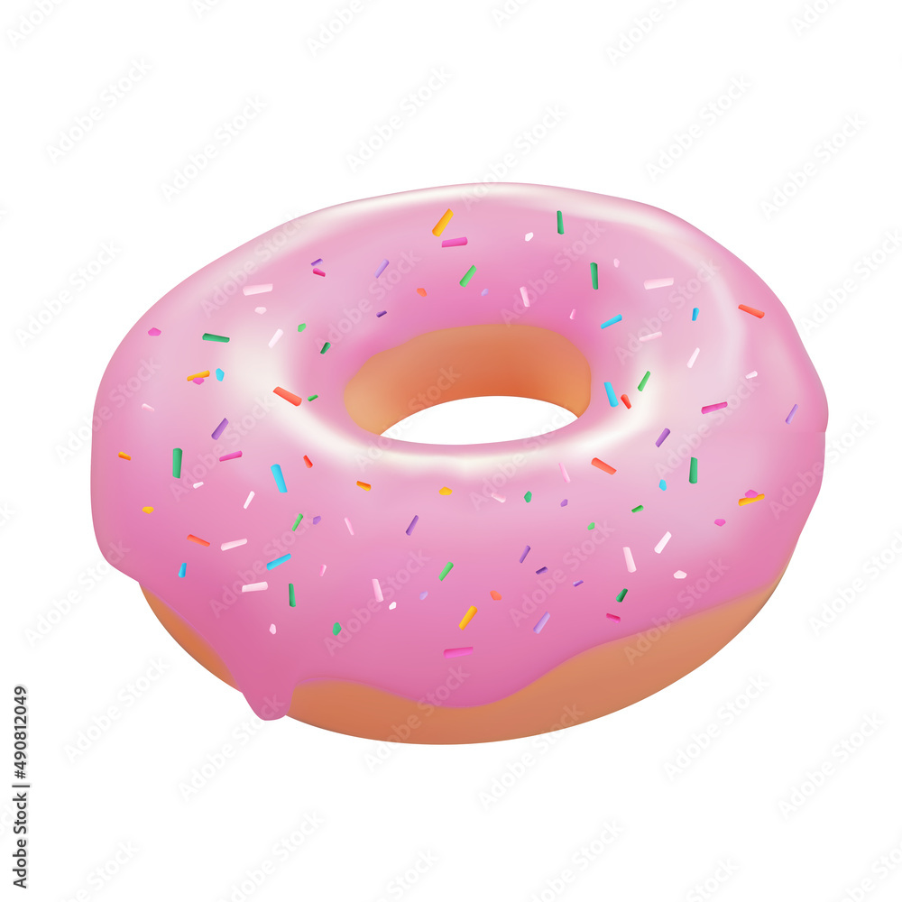 Realistic 3d sweet tasty donut. illustration