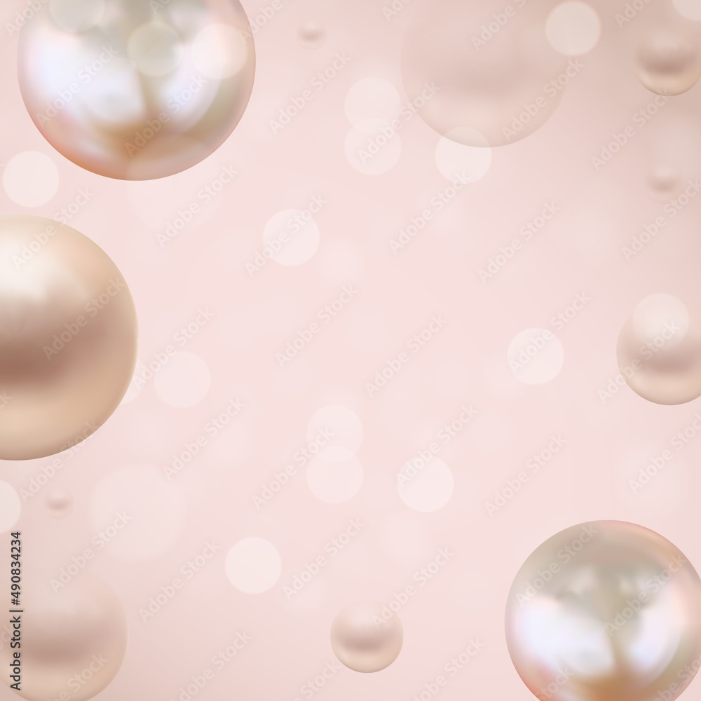 Glossy abstract natural background with realistic pearls. Illustration