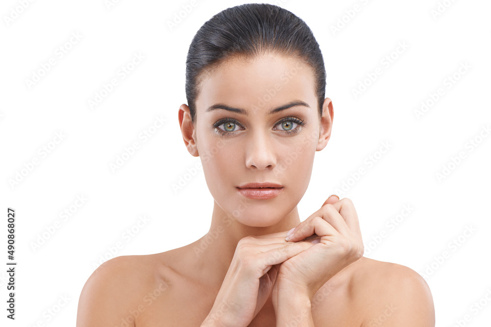 Flawless Beauty. Cropped portrait of a beautiful young woman isolated on white.