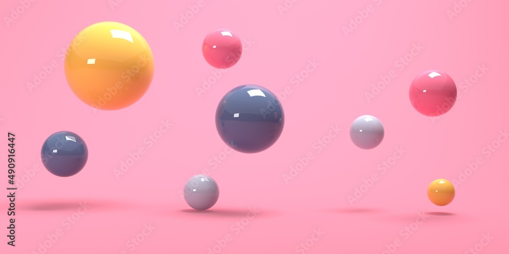 Spheres of many sizes - abstract 3D render design