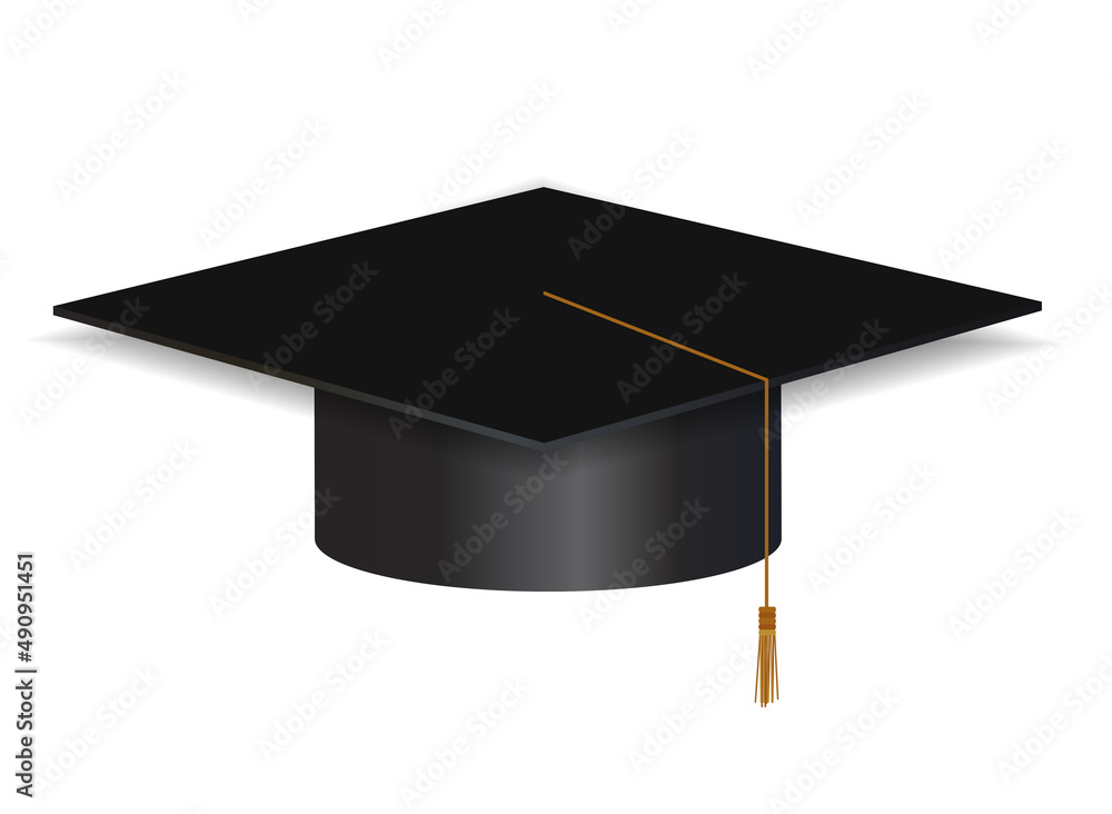 Graduation Cap Hat isolated on white background. Illustration