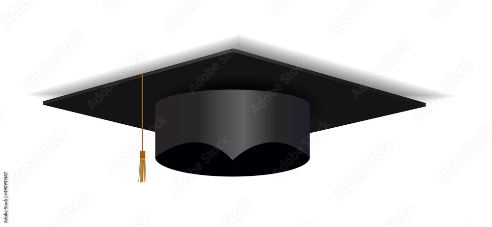 Graduation Cap Hat isolated on white background. Illustration