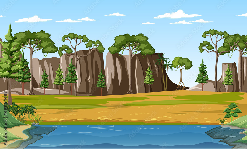 Prehistoric forest scene background