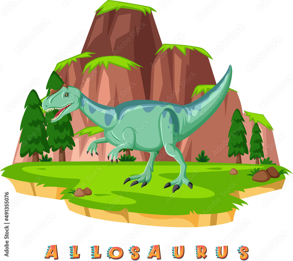 Dinosaur wordcard for allosaurus