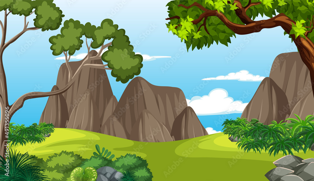 Prehistoric forest scene background