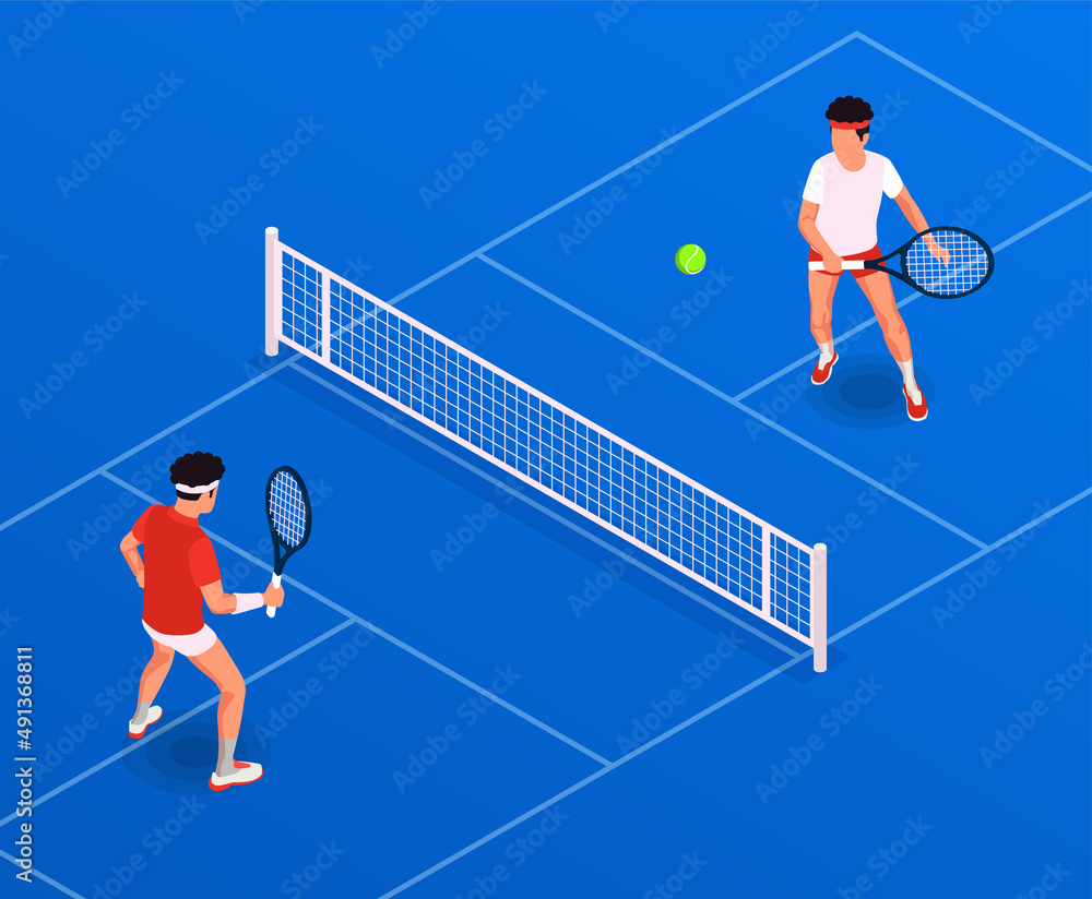 Tennis Play Isometric Composition